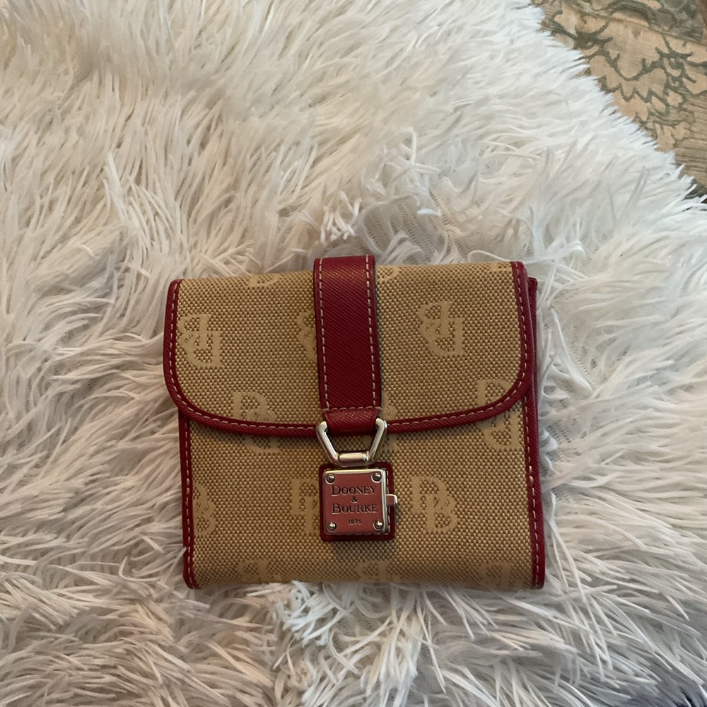 Dooney & Bourke Beige and Burgundy Wallet - Picture 2 of 6